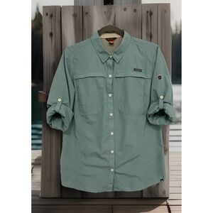 Eddie Bauer Women's S-L Mint Green Button-Up‎ Vented Long Sleeve Fishing Outdoor
